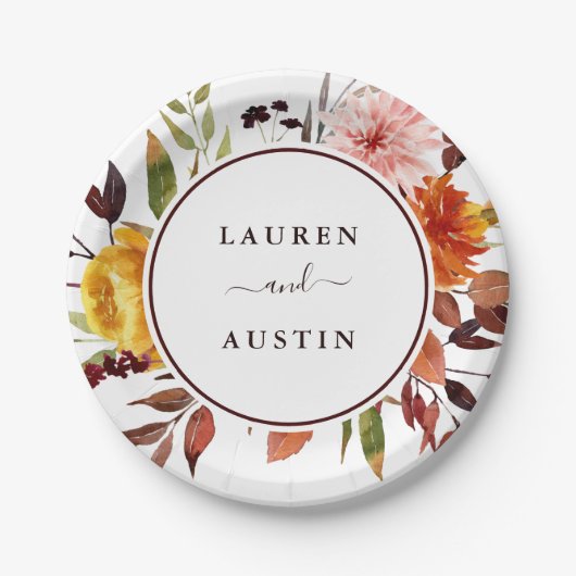 オータムガーデンウォーターカ結婚ラーズ紙プレート ペーパープレート (正面)