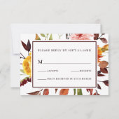 オータムガーデンバーガンディウォーターカラー結婚式RSVP 出欠カード (裏面)