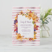 オータムガーデンフレーム ピンクストライプ ウェディング 招待状 (スタンド正面)