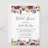 オータムガーデンレッドオレンジフローラ秋ブライダルシャワー 招待状 (正面)