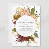 オータムガーデン素朴フローラサークルブライダルシャワー 招待状 (正面)