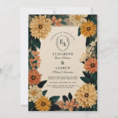 オータムガーデン開花素朴フローラお祝い 招待状 (正面)