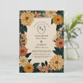オータムガーデン開花素朴フローラお祝い 招待状 (スタンド正面)