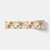 オータムクリームオレンジ花柄シノワズリ サテンリボン (正面)