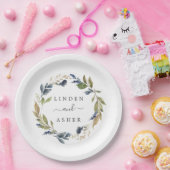 オータムグリーンのウェディングケーキ ペーパープレート (パーティー)