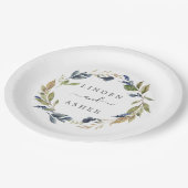 オータムグリーンのウェディングケーキ ペーパープレート (アングル)