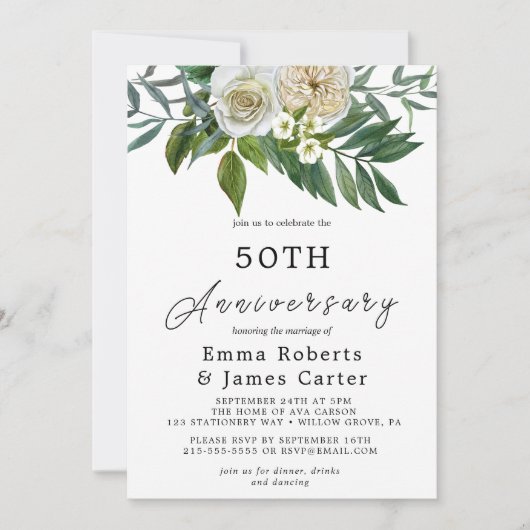 オータムグリーンの50周年結婚記念日 招待状 (正面)