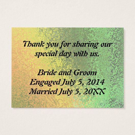 オータムグリーンイエロ結婚ーズゲストサンキューカード (裏面)