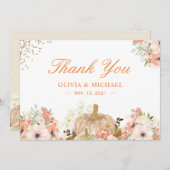 オータムゴールドグリッターズ パンプキンフローラル サンキューカード (正面/裏面)