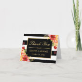 オータムゴールド黄色赤花柄ストライプありがとうございます サンキューカード (正面)