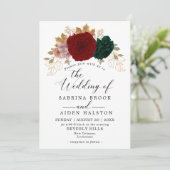 オータムゴールド バーガンディ エメラルドグリーン ウェディング 招待状 (スタンド正面)