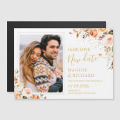 オータムゴールド フラワーフォト 新しい日程お知らせ マグネット (正面/裏面)