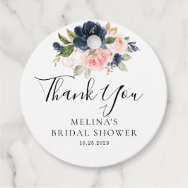 オータムゴールド ブルーピンク フラワーズ ブライダルシャワー フェイバータグ