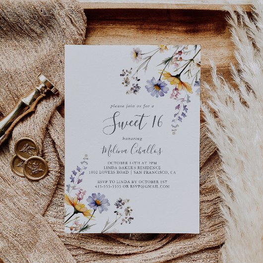 オータムサンシャイン ワイルドフラワー スウィート16 バースデーパーティー 招待状