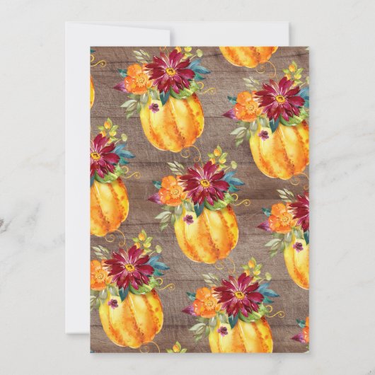 オータムサ素朴ンフラワーパンプキンブライダルシャワー 招待状 (裏面)