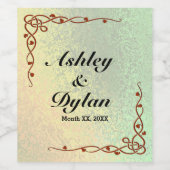 オータムシェードグリーンイエロ結婚ーズ ワインラベル (シングルラベル)