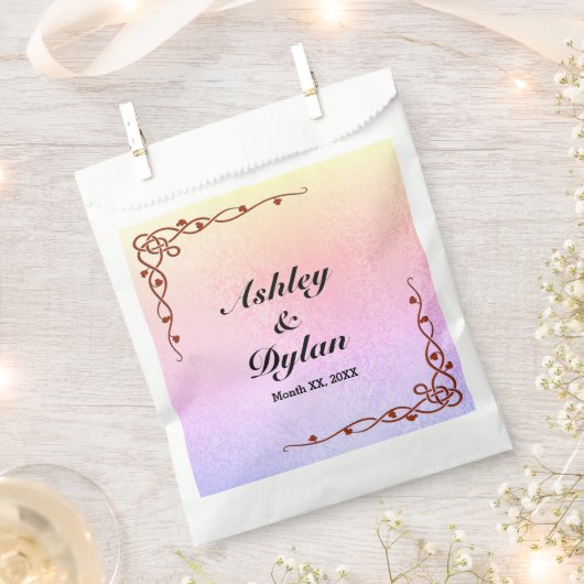 オータムシェードピンクパープル名前をカスタムする結婚ズ フェイバーバッグ (クリップ留めされた状態)