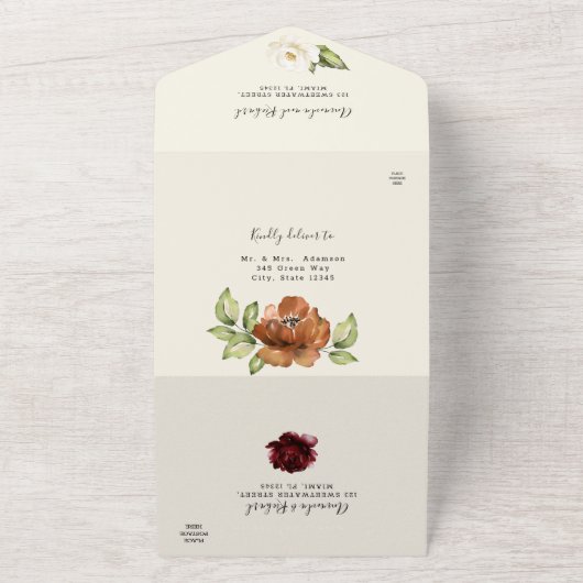 オータムシックフローラズ結婚オールインワン招待状 オールインワン招待状 (外側)