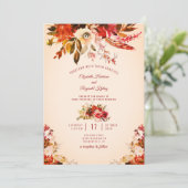 オータムスプレンダー ウォーターカラーフローラル アイボリーウェディング 招待状 (スタンド正面)