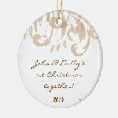 オータムダマスクレース秋パーソナライズされたネームオーナメント セラミックオーナメント (左)