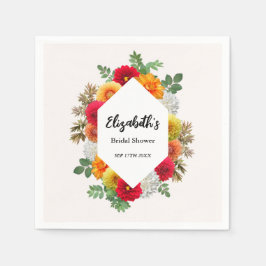 オータムダリアフローラ秋ブライダルシャワー スタンダードカクテルナプキン