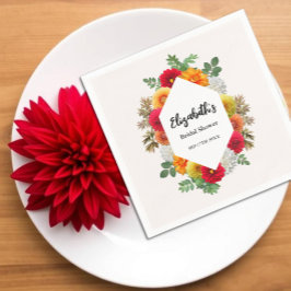 オータムダリアフローラ秋ブライダルシャワー スタンダードカクテルナプキン