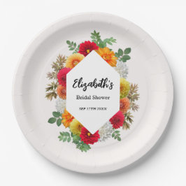 オータムダリアフローラ秋ブライダルシャワー ペーパープレート
