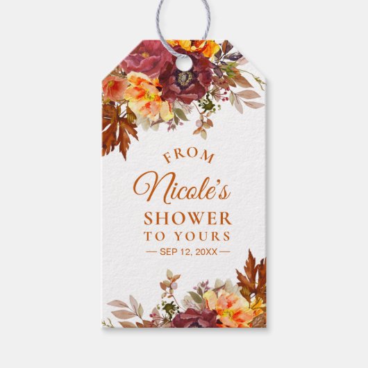 オータムテーマの「From My Shower To Yours」タグ ギフトタグ (正面)