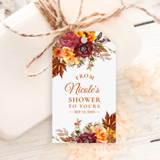 オータムテーマの「From My Shower To Yours」タグ ギフトタグ