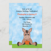 オータムドンキー誕生日招待状フォーボーイズ 招待状 (正面/裏面)