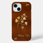 オータムバイブス ゴールデン ヴァイン ブランチ ブラウン レザー Case-Mate iPhoneケース (裏面)