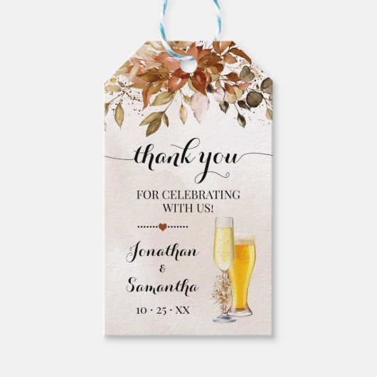 オータムバブル&ブリーズ秋の結婚式メッセージカード ギフトタグ (正面)