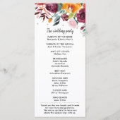 オータムバーガンディ赤面フローラブロッサムブライダルシャワー メニュー (裏面)