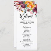 オータムバーガンディ赤面フローラブロッサムブライダルシャワー メニュー (正面/裏面)