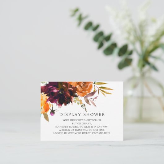 オータムバーガンディ&オレンジフローラディスプレイシャワー エンクロージャーカード (スタンド正面)