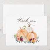 オータムパンプキンとボホーフラワーの感謝 サンキューカード (正面/裏面)