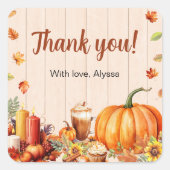 オータムパンプキンスパイス ブライダルシャワーパーティー スクエアシール (正面)