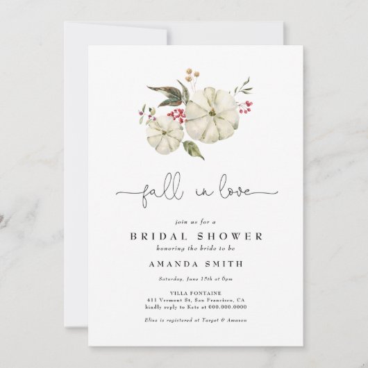 オータムパンプキンフローラセージグリーンブライダルシャワー 招待状 (正面)