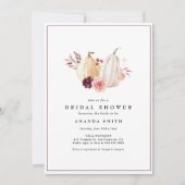 オータムパンプキンフローラ赤面ピンクブライダルシャワー 招待状 (正面)