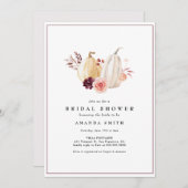 オータムパンプキンフローラ赤面ピンクブライダルシャワー 招待状 (正面/裏面)