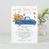 オータムパンプキンブルートラック秋のベイビーシャワー 招待状 (スタンド正面)