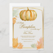 オータムパンプキンベイビーシャワーの招待状(ゴールド) 招待状 (正面/裏面)