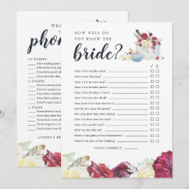 オータムパンプキン両面ウェディングシャワーゲームカード 招待状