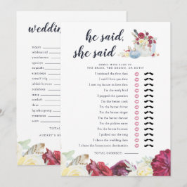 オータムパンプキン両面プリント ブライダルシャワーゲームカード 招待状