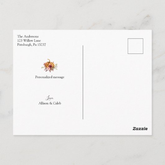 オータムパンプキン感謝ポストカード ポストカード (裏面)