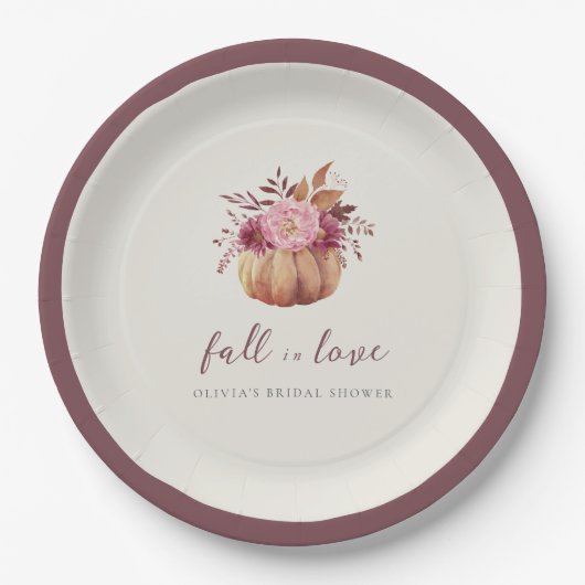 オータムパンプキン＆ワイルドフラワーズ 秋のブライダルシャワー ペーパープレート (正面)
