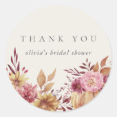 オータムパンプキン＆ワイルドフラワーズ 秋のブライダルシャワー ラウンドシール (正面)