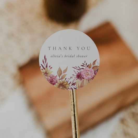 オータムパンプキン＆ワイルドフラワーズ 秋のブライダルシャワー ラウンドシール