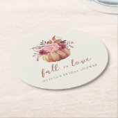 オータムパンプキン&ワイルドフラワーズ 秋のブライダルシャワー ラウンドペーパーコースター (アングル)