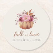 オータムパンプキン&ワイルドフラワーズ 秋のブライダルシャワー ラウンドペーパーコースター (正面)
